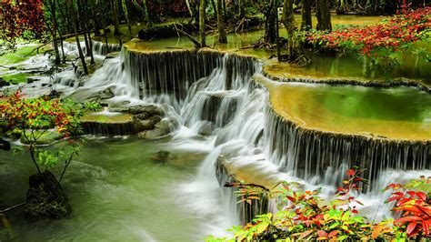 Thailand Kanchanaburi Province Huay Mae Khamin Waterfall