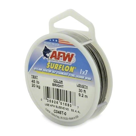 Afw C045t 0 Surflon Nylon Coated 1x7 Stainless Leader Wire 45 Lbs