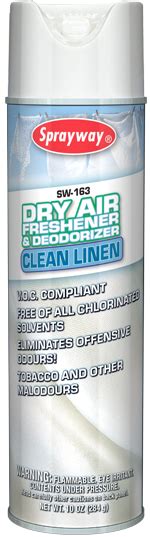 Sprayway Sw163 Clean Linen Dry Air Freshener And Deodorizer Aerosols