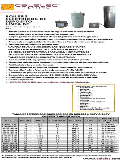 100 Hex 04 Ficha Tecnica Boiler Electrico De Deposito Linea