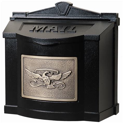 Black wall mount mailbox image and description. Buy Gaines WM-6 Wallmount Black with Bronze Eagle Mailbox ...