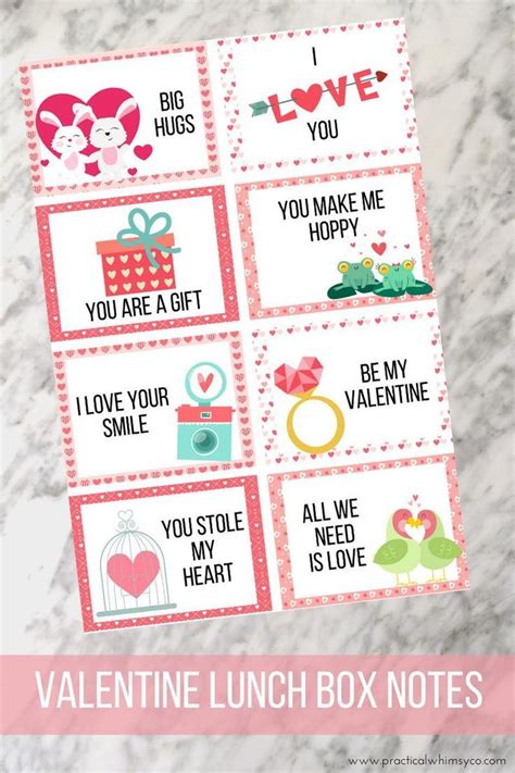 Printable Valentine Lunch Box Notes