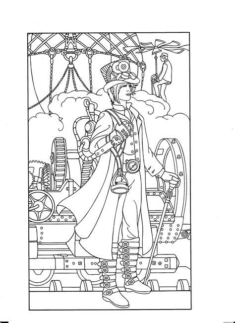 Steampunk coloring page | Steampunk coloring, Coloring books, Blank coloring pages