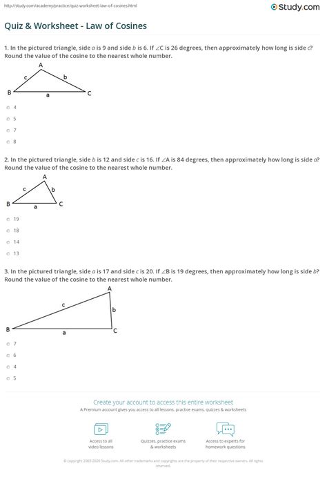 Tan 𝜃 csc 𝜃 cos 𝜃 = 1. Worksheet Law Of Sines Answers | Kids Activities