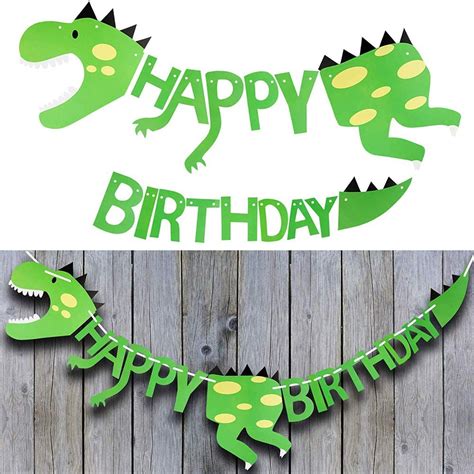Queta Dinosaur Happy Birthday Banner And Latex Balloons Party Supplies