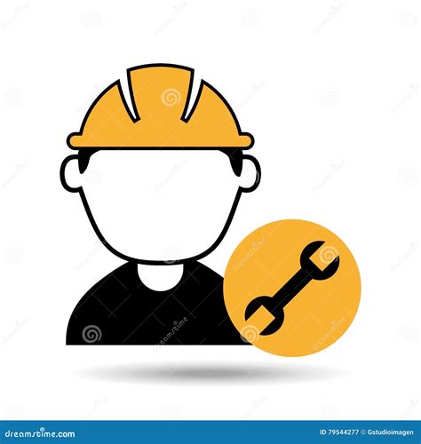 Avatar Man Construction Worker With Wrench Tool Icon Stock Illustration