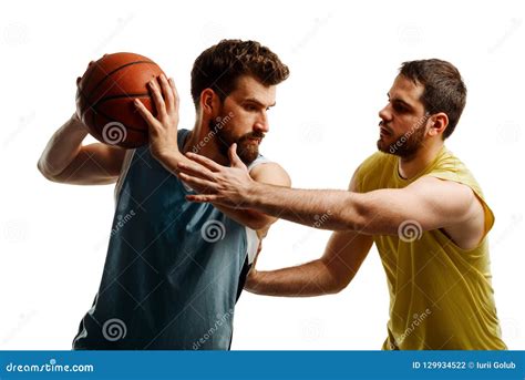 Basketball Players Fighting For Ball Stock Photo Image Of Motion