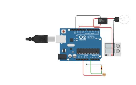 Circuit Design Control Relay Using Ldr Tinkercad