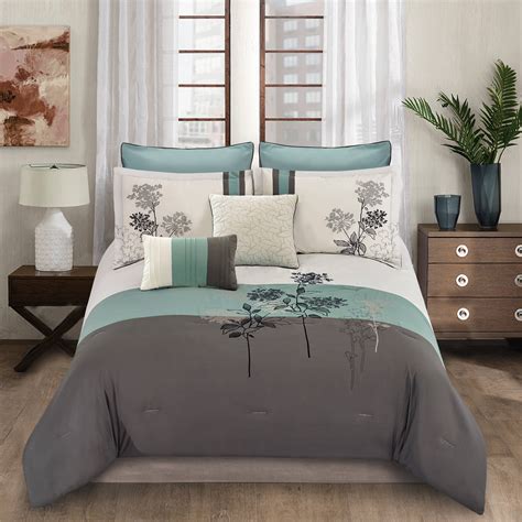 Riverbrook Home Emilie Embroidered Soft Teal 8pc Queen Comforter Set