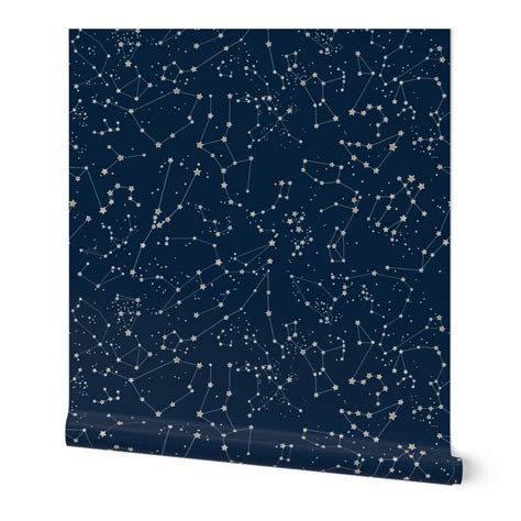 Constellations Wallpaper Constellations Navy Blue Gold Etsy
