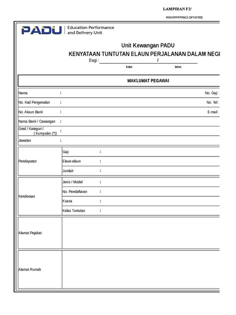 Borang tuntutan elaun perpindahan rumah. 007 Excel Kenyataan Tuntutan Elaun Perjalanan Dalam Negeri ...