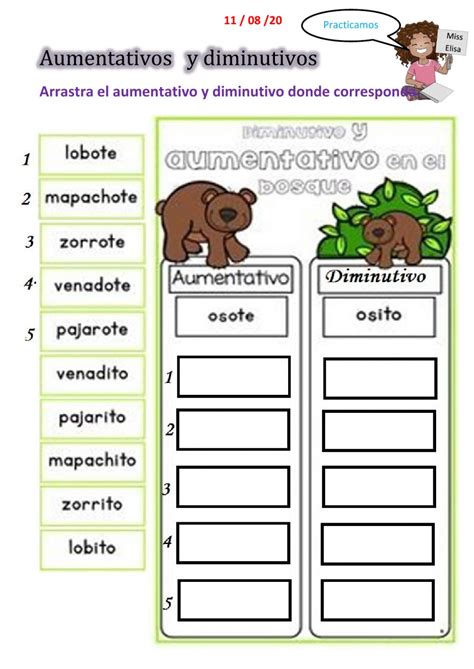 Fichas Interactivas De Diminutivos Y Aumentativos Kulturaupice