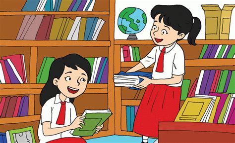 Kartun Membaca Buku Di Perpustakaan Perpustakaan Latar Belakang Orang