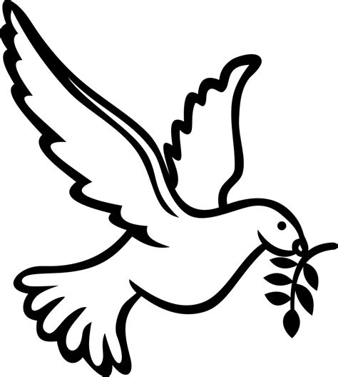 Dove Drawing Doves Peace Symbol Christian Flying Outline Line Clipart