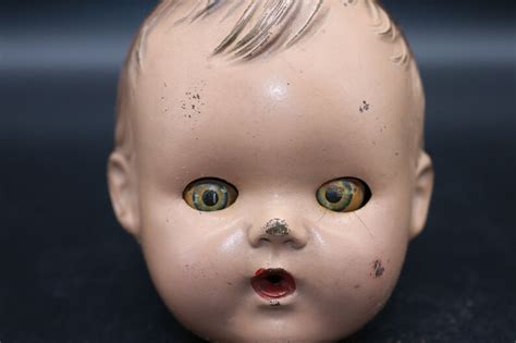 Vintage Composition Baby Doll Head Unmarked Blue Tin Sleep Etsy