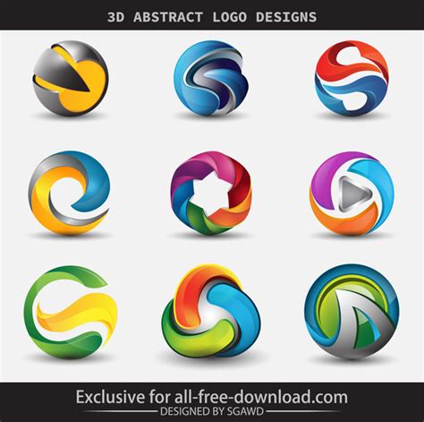 3d Abstract Logo Designs Vectors Graphic Art Designs In Editable Ai