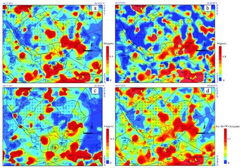 The Spatial Distribution Maps Of Associated Elements Sb A W B And Download Scientific