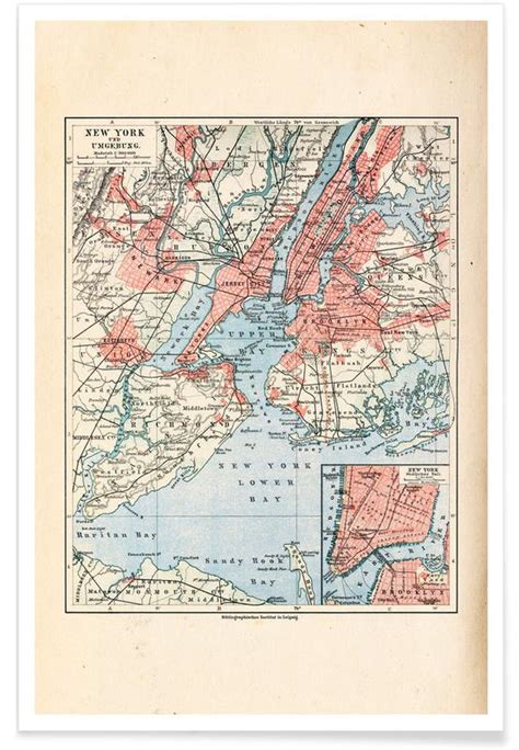 New York United States 1899 Map Poster Juniqe
