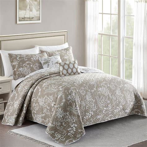 Home Soft Things 5 Piece Printed Microfiber Quilts Bedspread Set LA