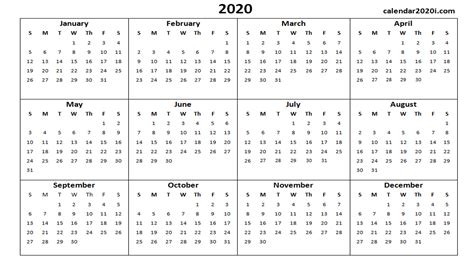 2020 Calendar Printable Template Holidays Word Excel Pdf Wallpaper