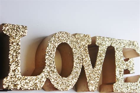 Love Glitter Gold Sign Letters Free Standing Glittered