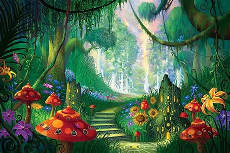 Enchanted Forest Wall Mural Details About Hidden Treasures Fantasy