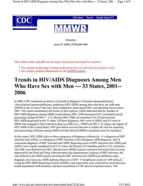 Pdf Trends In Hivaids Diagnoses Among Men Who Have Sex With Men 33