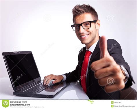 Business Man Working And Showing Ok Stock Photo Image 26587260