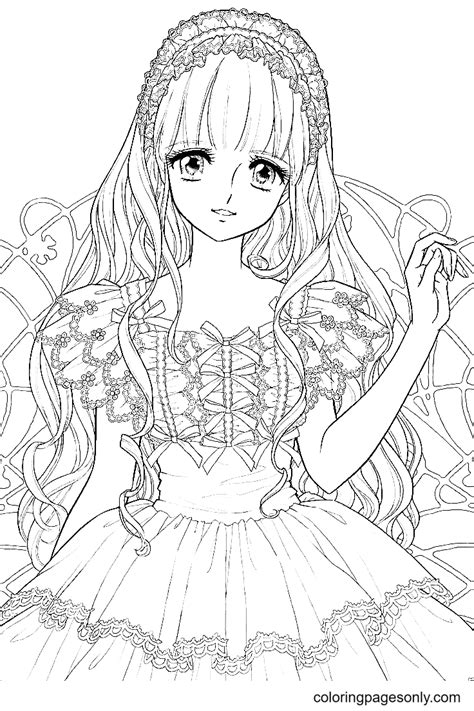 Long Hair Anime Girl Coloring Pages Free Printable Coloring Pages