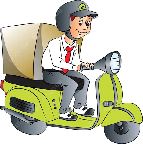 Vector Of Delivery Boy On Scooter Drawing Background Travel Vector