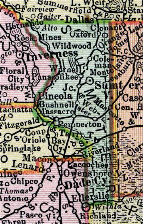 Map Of Sumter County Florida 1900