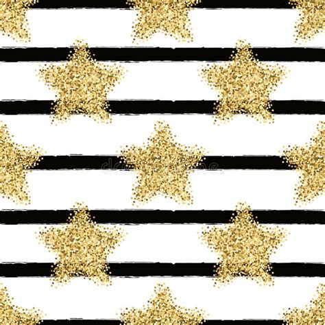 Vector Seamless Pattern With Gold Glitter Stars Stock Vector