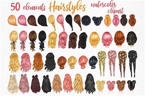 Consider your face and type of hair, whether it's straight or curly. Watercolor Hairstyles clipart | Pre-Designed Photoshop ...