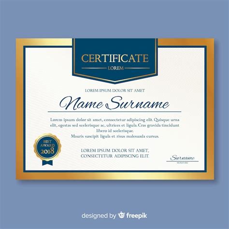 Plantilla Elegante De Certificado Con Elementos Dorados Vector Gratis