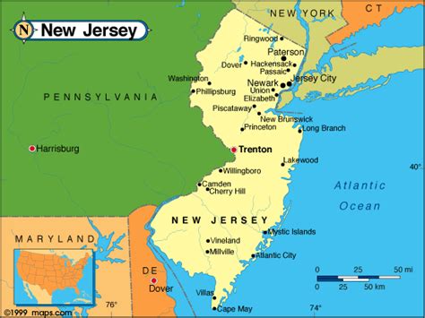 New Jersey Map And New Jersey Satellite Image