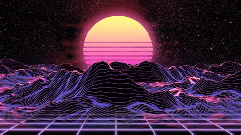 A Synthwave Sunset Mountain Abstract K Wallpaper Pc Desktop