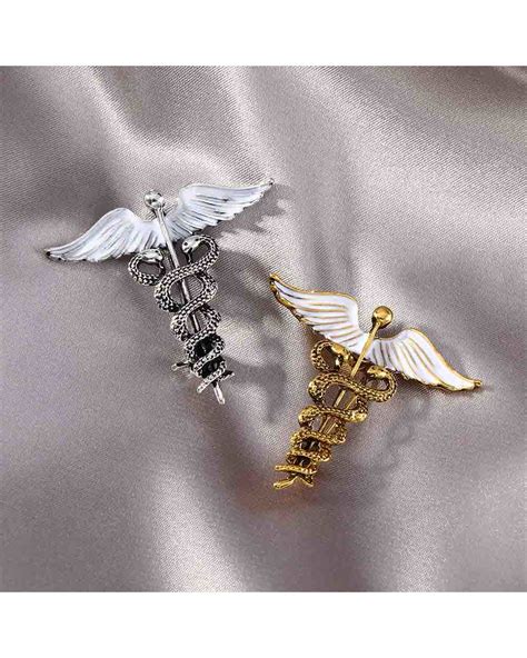 Crystal Caduceus Pins Badge Brooches Lapel Pin Medicine Symbol Jewelry