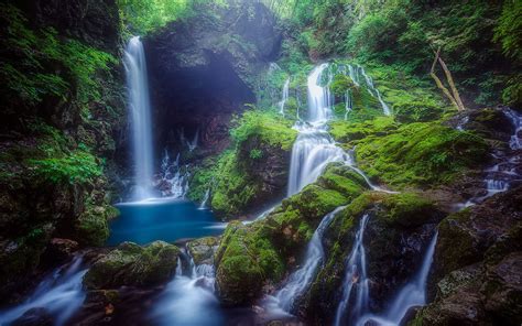 Download Greenery Nature Waterfall Hd Wallpaper