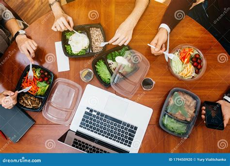 Lunch At The Office Colleagues Have Lunch Together Stock Photo Image