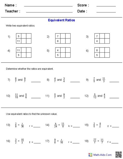 This grade tests their minds for all the topics covered till now. Ratio Worksheets | Math worksheets, 6th grade worksheets ...