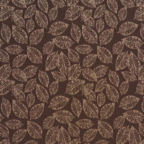 Brown Floral Leaf Jacquard Woven Upholstery Fabric By The Yard