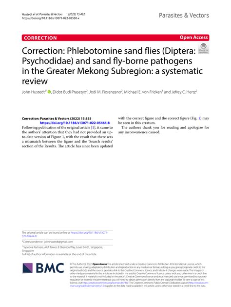 PDF Correction Phlebotomine Sand Flies Diptera Psychodidae And Sand Fly Borne Pathogens In