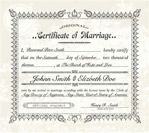 Blank Marriage Certificate Template