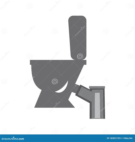 Silhouette Of A Toilet Bowl And Sewer Pipe Isolated On A White
