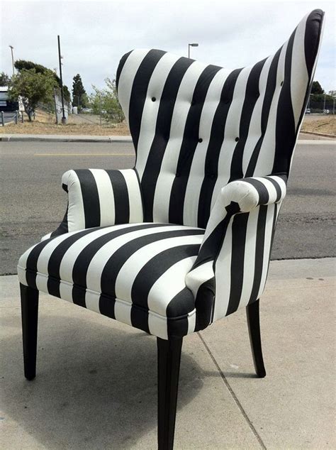 Black And White Striped Wingback Chair 717×960 Striped Chair Goth