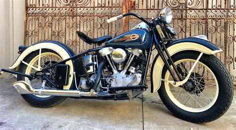 The production started in 1936. Blue and Cream 1936 Harley-Davidson Knucklehead EL built ...