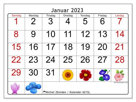 Kalender Januar 2023 Blomster Sl Michel Zbinden Da