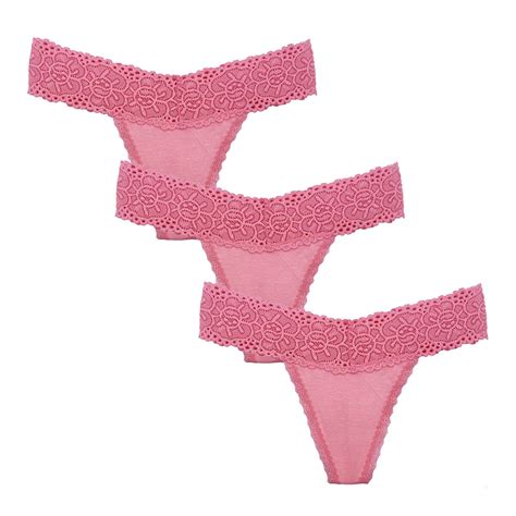 3pcs New Arrival Sexy Cotton Lace Thongs G String Panties Women Plus Size Underwear Pink Tanga