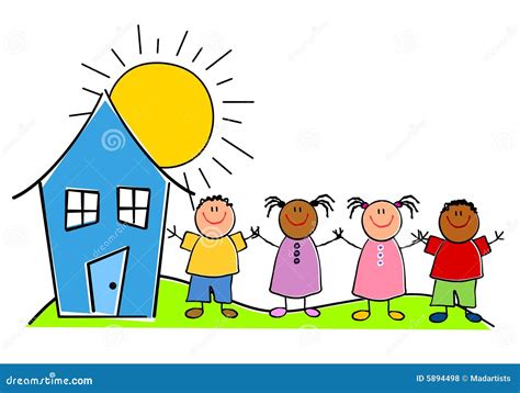 Childlike Kids With A House Royalty Free Stock Photos Image 5894498