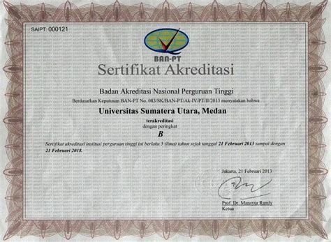 Akreditasi Prestasi Universitas Sumatera Utara